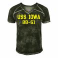 Iowa Battleship Veteran Warship Bb61 Father Grandpa Dad Son Gift For Women Men's Short Sleeve V-neck 3D Print Retro Tshirt Forest