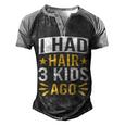 Bald Dad Father Of Three Triplets Husband Fathers Day Men's Henley Raglan T-Shirt Black Grey