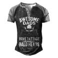 Bald Dad With Tattoos Best Papa Men's Henley Raglan T-Shirt Black Grey
