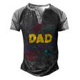 Dad Outer Space Daddy Planet Birthday Fathers Men's Henley Raglan T-Shirt Black Grey