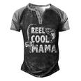Family Lover Reel Cool Mama Fishing Fisher Fisherman Men's Henley Raglan T-Shirt Black Grey