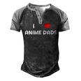 I Heart Anime Dads Love Red Simple Weeb Weeaboo Gay Men's Henley Raglan T-Shirt Black Grey