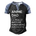 Anime Dad Definition Men's Henley Raglan T-Shirt Black Blue