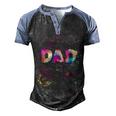 Dad Outer Space Daddy Planet Birthday Fathers Day Men's Henley Raglan T-Shirt Black Blue