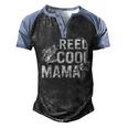 Distressed Reel Cool Mama Fishing Men's Henley Raglan T-Shirt Black Blue