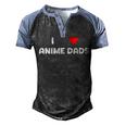 I Heart Anime Dads Love Red Simple Weeb Weeaboo Gay Men's Henley Raglan T-Shirt Black Blue