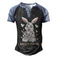Rabbit Mum Cute Bunny Outfit For Girls Men's Henley Raglan T-Shirt Black Blue