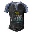 Reel Cool Mama Fishing Fisherman Retro Men's Henley Raglan T-Shirt Black Blue