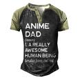Anime Dad Definition Men's Henley Raglan T-Shirt Black Forest