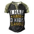 Bald Dad Father Of Three Triplets Husband Fathers Day Men's Henley Raglan T-Shirt Black Forest