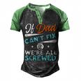 Awesome Dad Will Fix It Handyman Handy Dad Fathers Day Men's Henley Raglan T-Shirt Black Green