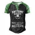 Bald Dad With Tattoos Best Papa Men's Henley Raglan T-Shirt Black Green