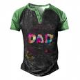 Dad Outer Space Daddy Planet Birthday Fathers Day Men's Henley Raglan T-Shirt Black Green