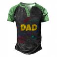 Dad Outer Space Daddy Planet Birthday Fathers Men's Henley Raglan T-Shirt Black Green