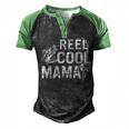 Distressed Reel Cool Mama Fishing Men's Henley Raglan T-Shirt Black Green
