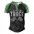 Ill Be At The Track Drag Racing Flag Speedway Racing Racing Men's Henley Raglan T-Shirt Black Green