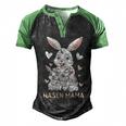 Rabbit Mum Cute Bunny Outfit For Girls Men's Henley Raglan T-Shirt Black Green
