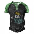 Reel Cool Mama Fishing Fisherman Retro Men's Henley Raglan T-Shirt Black Green