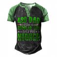 Weed Dad Pot Fathers Day Cannabis Marijuana Papa Daddy Men's Henley Raglan T-Shirt Black Green