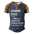 Anime Dad Definition Men's Henley Raglan T-Shirt Brown Orange