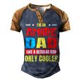 Anime Dad Like A Regular Dad Only Cooler Otaku Fathers Day Men's Henley Raglan T-Shirt Brown Orange