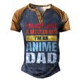 Anime Fathers Birthday Im An Anime Dad Retro Vintage Men's Henley Raglan T-Shirt Brown Orange