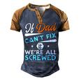 Awesome Dad Will Fix It Handyman Handy Dad Fathers Day Men's Henley Raglan T-Shirt Brown Orange