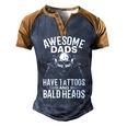 Bald Dad With Tattoos Best Papa Men's Henley Raglan T-Shirt Brown Orange