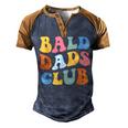 Bald Dads Club Dad Fathers Day Bald Head Joke Men's Henley Raglan T-Shirt Brown Orange