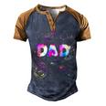 Dad Outer Space Daddy Planet Birthday Fathers Day Men's Henley Raglan T-Shirt Brown Orange