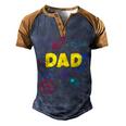 Dad Outer Space Daddy Planet Birthday Fathers Men's Henley Raglan T-Shirt Brown Orange