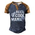 Distressed Reel Cool Mama Fishing Men's Henley Raglan T-Shirt Brown Orange