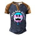 Free Dad Hugs Smile Face Trans Daddy Lgbt Fathers Day Men's Henley Raglan T-Shirt Brown Orange