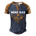 Nerd Dad Conservative Daddy Protective Father Men's Henley Raglan T-Shirt Brown Orange