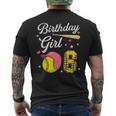 6Th Birthday Girl Softball Player Themed Six 6 Years Old Softball Funny Gifts Mens Back Print T-shirt