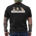 Adorable Beige Pug Puppies On Pink Mens Back Print T-shirt