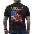 America First Usa American Patriot Flag Memorial Day Vintage Mens Back Print T-shirt
