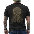 Ancient Sacred Mayan Aztec Calendar Pyramid Geometry Mens Back Print T-shirt