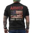 Armed And Dadly Deadly Father For Fathers Day Usa Flag Mens Back Print T-shirt