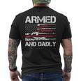 Armed And Dadly Funny Deadly Father For Fathers Day Usa Flag Mens Back Print T-shirt