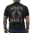 Armed And Dadly Deadly Fathers Day Veteran Usa Flag Men's Back Print T-shirt