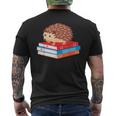 Book Nerd Funny Hedgehog Reading Lover Gift Idea Reading Funny Designs Funny Gifts Mens Back Print T-shirt