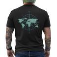 Cartography Traveler Travelling Compass World Map Men's Back Print T-shirt