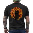 Cute Black Cat Autumn Leaves Season Thanksgiving Cat Lover Men's T-shirt Back Print