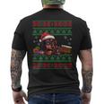 Cute Dachshund Dog Lover Santa Hat Ugly Christmas Sweater Men's T-shirt Back Print