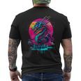 Cyberpunk Dragon Retro Futuristic Outrun Synthwave Men's T-shirt Back Print