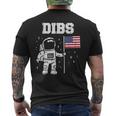 Dibs Moon Astronaut Us American Flag Fun 4Th Of July Fourth Mens Back Print T-shirt