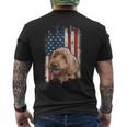 Distressed Goldendoodle American Flag Patriotic Dog Mens Back Print T-shirt