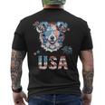 Dog With Usa Letters 4Th Of July Patriotic Men's Crewneck Short Sleeve Back Print T-shirt