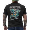 Easily Distracted By Dragons Books Funny Reading Bookworm Reading Funny Designs Funny Gifts Mens Back Print T-shirt